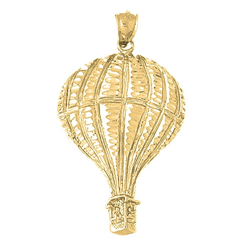 14K Yellow Gold Hot Air Balloon Pendant on an Adjustable 14K Yellow Gold Chain Necklace 